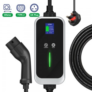 IEC 62196 13A portable ev charger 3.6kw with 5m cable  with UK