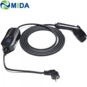 Type 1 Portable EV Charging Cable, US Standard, Switchable Charging Box, 10/16 A, Schuko 2-Pin Charger