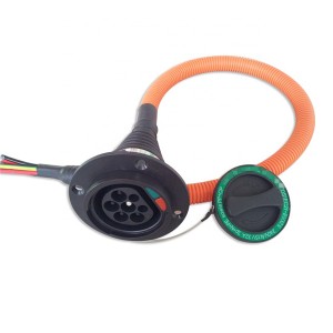 16A/32A 3-Phase Type2 IEC62196 Male EV Socket with 1m TUV Black Cable