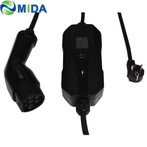 Type 2 portable ev charger with EU schuko plug 5m 16A adjustable current