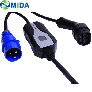 3Pin CEE Plug 10A 16A 20A 24A 32A Adjustable EV Charger Type 2 EVSE Connector