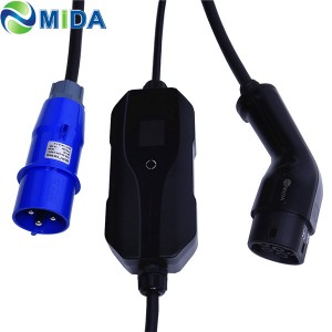 3Pin CEE Plug 10A 16A 20A 24A 32A Adjustable EV Charger Type 2 EVSE Connector