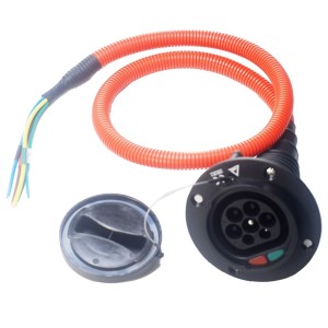 16A/32A 1-Phase Type2 IEC62196 Male EV Socket with 1m TUV Black Cable