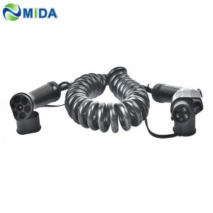 16A type 1 to type 2 portable ev charging spring wire