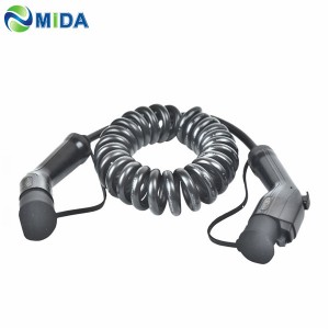 16A type 1 to type 2 portable ev charging spring wire