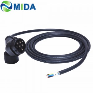type 2 ev plug with 5m tethered cable 32A three phases