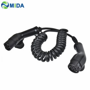 16Amp 240V type 2 to type 2 portable ev charging spring wire